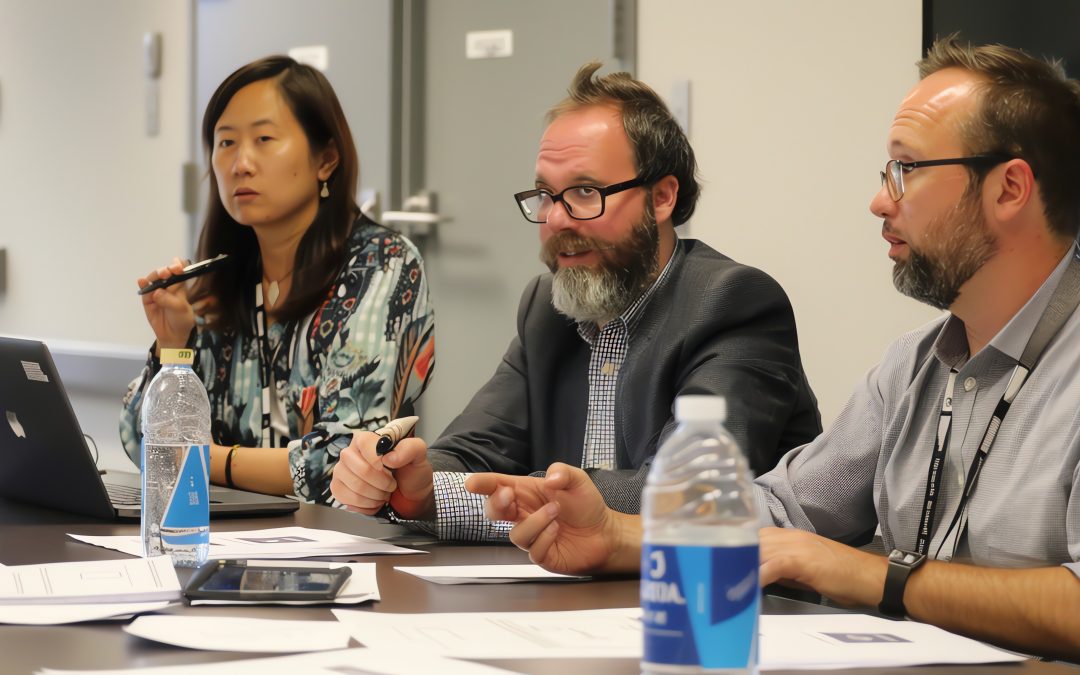 Équipe de conseil en communication pour buraliste en réunion, scène professionnelle et réaliste