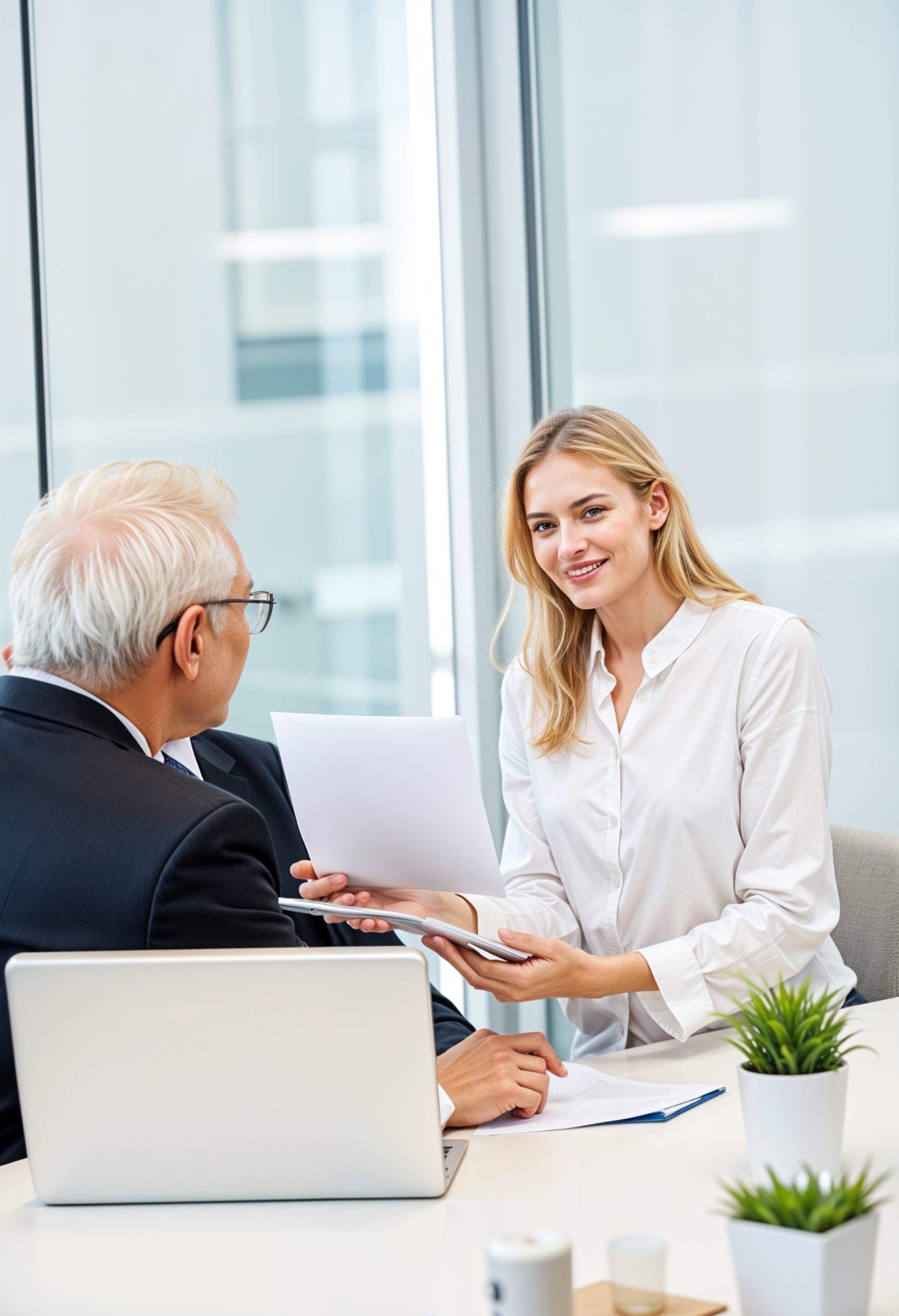 Consultant en réunion avec un client dans un bureau